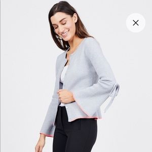 Tart Stripe Drape Front Cardigan Bell Sleeve Bow